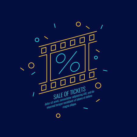 Vector illustration. Neon poster Sale of tickets. Modern graphics, Discounts on film.のイラスト素材