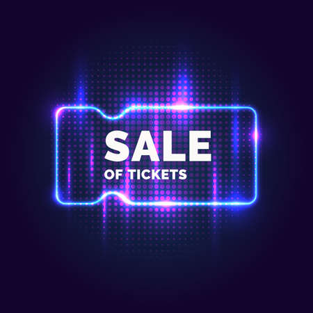 Vector illustration. Neon poster Sale of tickets. Modern graphics, Discounts on plane.のイラスト素材