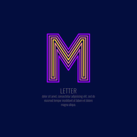 Modern linear logo and sign the letter M. Vector illustration.のイラスト素材