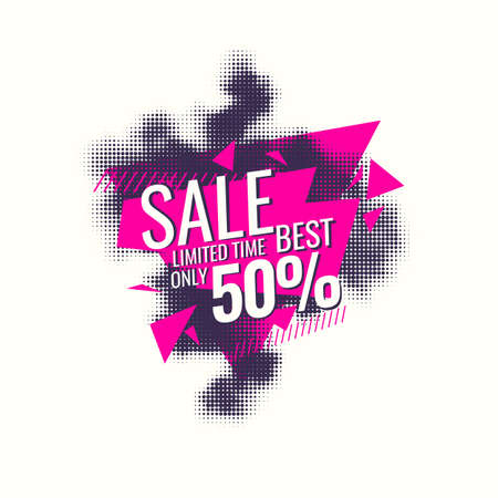Best sale banner. The original poster discount with halftone background. Vector illustration.のイラスト素材