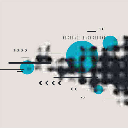Modern abstract art geometric background with flat, minimalistic style. Vector poster with halftone elementのイラスト素材