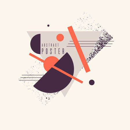 Retro abstract geometric background. The poster with the flat figures. Vector illustration.のイラスト素材
