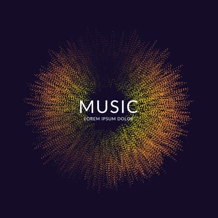 Music poster. Vector abstract background with dynamic waves, line and particles. Illustration suitable for designのイラスト素材