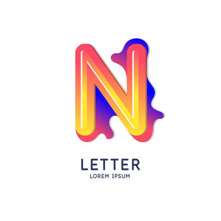 The letter N of the Latin alphabet. Display character in a bright contemporary style. Vector illustrationのイラスト素材