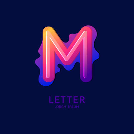 The letter M of the Latin alphabet. Display character in a bright contemporary style. Vector illustrationのイラスト素材