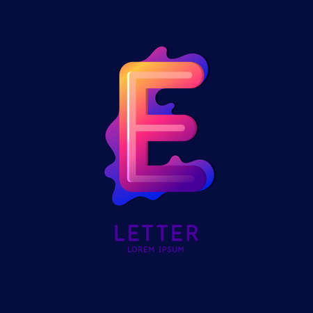 The letter E of the Latin alphabet. Display character in a bright contemporary style. Vector illustrationのイラスト素材