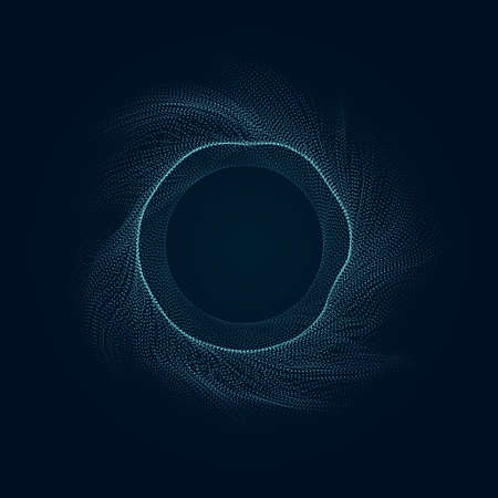 Modern illustration with blue particles on a dark background.のイラスト素材