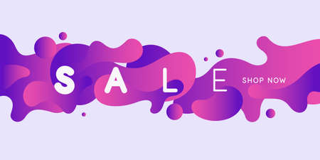 Sale poster. Bright banner with dynamic splashes. Vector illustration in minimal flat styleのイラスト素材