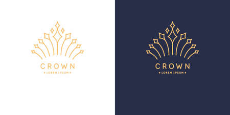 The original linear image of the crown. Isolated vector emblem. Illustration in simple flat style.のイラスト素材