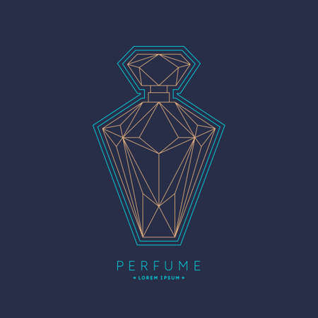 Bottle of perfume. Vector illustration. Linear image perfume to monogram.のイラスト素材