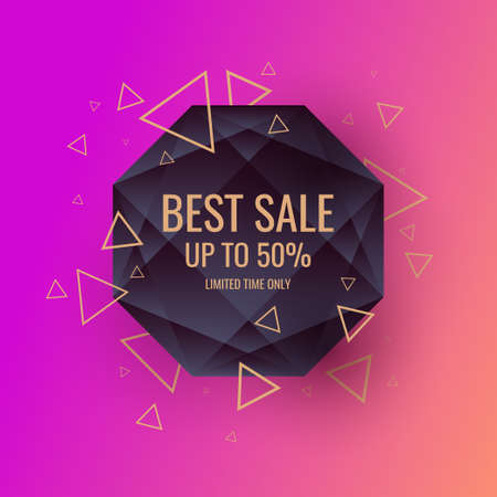 Original sale poster for discount. Abstract polygonal background. Low poly design. Vector illustrationのイラスト素材