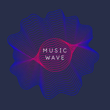 Music poster. Vector abstract background with dynamic waves, line and particles.のイラスト素材