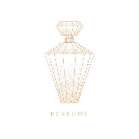 Bottle of perfume. Linear image perfume to monogram.のイラスト素材