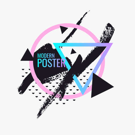 Modern abstract art geometric background with flat, minimalistic style. Vector poster with elements for designのイラスト素材