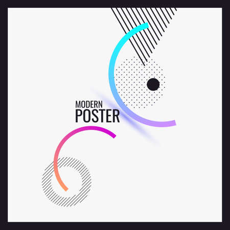 Trendy abstract art geometric background with flat, minimalistic style. Vector poster with elements for design. Template for social networksのイラスト素材