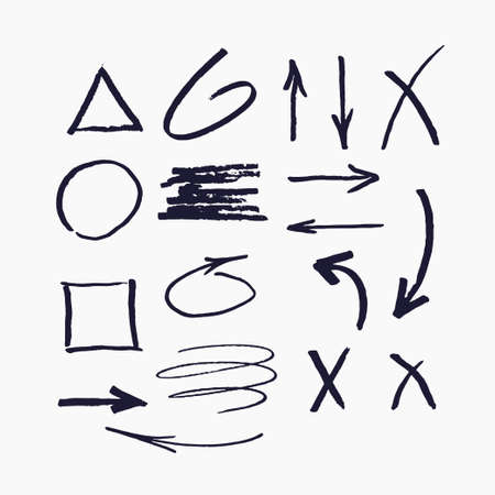 Set of vector elements for presentations drawn with a marker.のイラスト素材