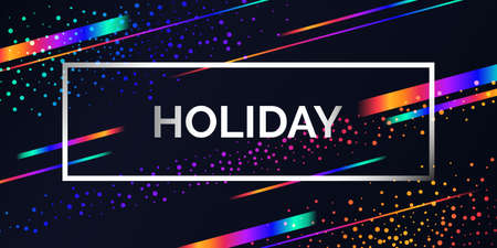 Modern colored poster for holiday. Vector illustration. Geometric composition and dynamic rainbow lines on a dark backdrop.のイラスト素材