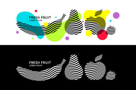 Summer poster. Bright banner with fruit on an abstract background.のイラスト素材