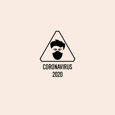 A man in a protective medical mask. Warning sign. The epidemic of coronavirus covind-19. Global threat of infection for the whole world.のイラスト素材