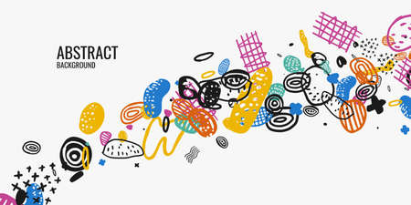 Modern poster. Different shapes in Doodle style. Abstract spots and shapes on the background.