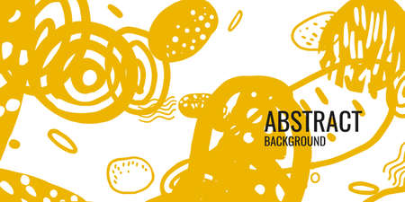 Modern poster. Different shapes in Doodle style. Abstract spots and shapes on the background. Vector illustration.のイラスト素材