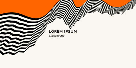 Poster with dynamic waves. Vector illustration in minimal flat style. Abstract background.のイラスト素材