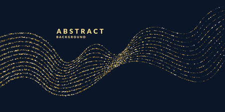 Background with gold glitter to place the inscription. Poster with lines consisting of particles.のイラスト素材