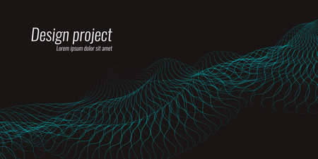 Modern vector illustration with blue particles on a dark background. Template for design