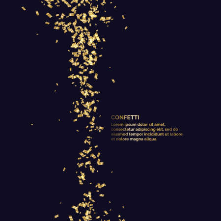 Gold confetti is falling. Abstract background with particles of different sizes. Template for placing text and design elements for the festival and celebration. Vector illustration.のイラスト素材