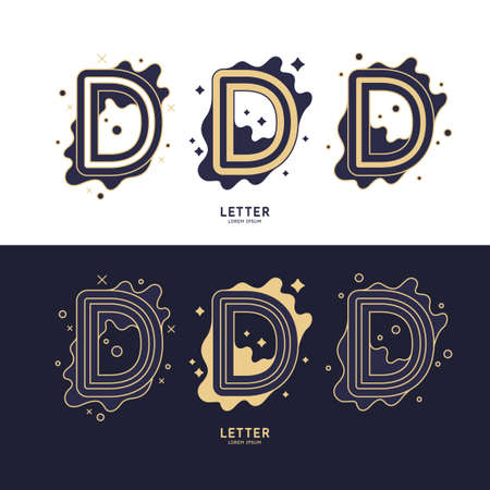 The letter D of the Latin alphabet. Display character in a contemporary style. A sign with dynamic splashes.のイラスト素材
