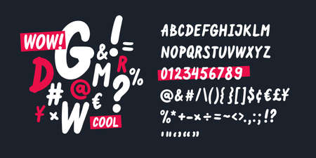 Modern alphabet font. Capital letters of the Latin alphabet. Vector symbols. The font imitates handwriting.のイラスト素材