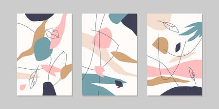 A set of posters. A composition with abstract elements in a popular style. Background for your...
