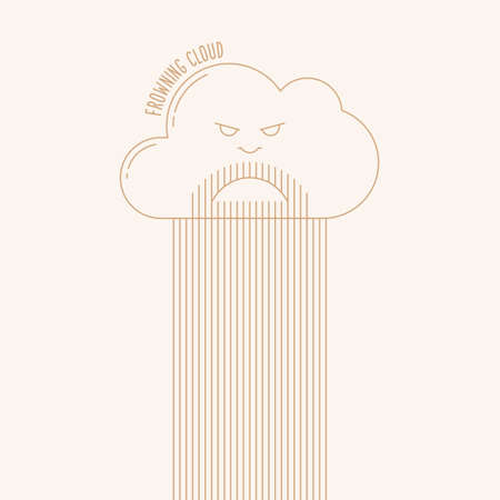 Linear silhouette of a gloomy cloud on a light background.のイラスト素材