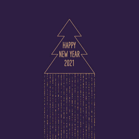 Background with the inscription Happy New Year 2021. Vector illustration with gold glitter.のイラスト素材