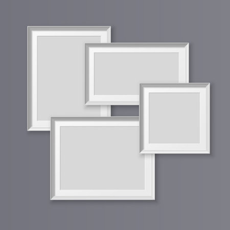 A set of realistic photo frames for placing images. Template for a poster, banner, or ad.のイラスト素材