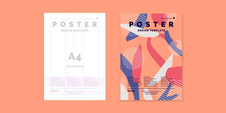 Poster template for business and cover modern journal. Different shapes in Doodle style.