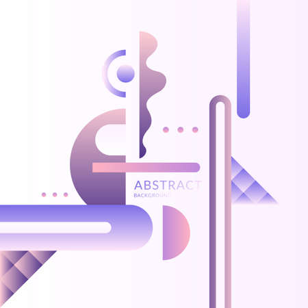A surreal composition of different abstract and geometric shapes in pastel colors. Vector illustration and template.のイラスト素材