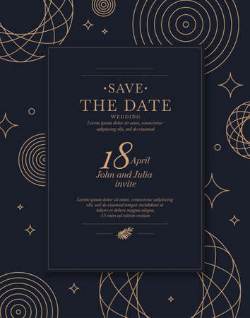 Save the date. An invitation to a wedding celebration. A template for placing your information and text.のイラスト素材