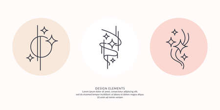 A set of geometric emblems. Abstract compositions. Vector elements.のイラスト素材