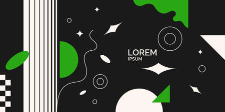 A surreal composition of different abstract and geometric shapes in pastel colors. Vector illustration and template.のイラスト素材