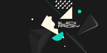 Black Friday banner. Background with abstract elements and dynamic shapes.