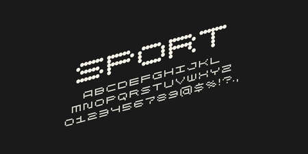 Alphabet font. Capital letters of the Latin alphabet. A dot font consisting of particles.のイラスト素材