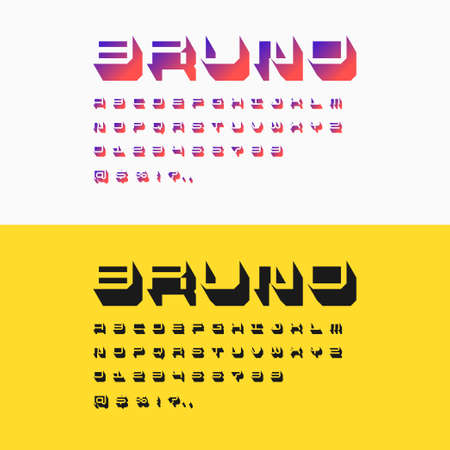 Three-dimensional characters in isometry. Alphabet font. Capital letters of the Latin alphabet.のイラスト素材