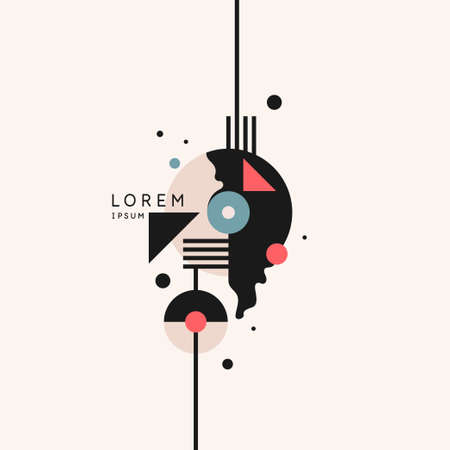 Abstract background in a modern trendy style. Poster with simple flat organic shapes, geometric shapes.のイラスト素材