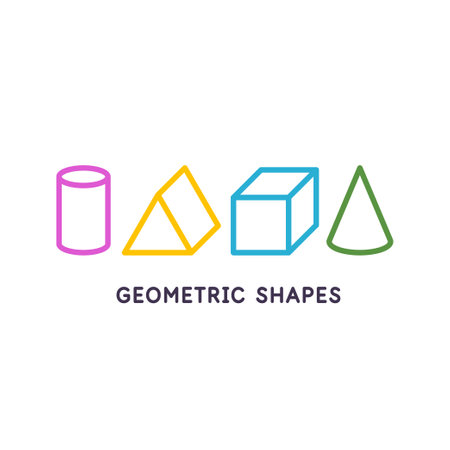 A set of geometric figures. Linear drawing of three-dimensional shapes.のイラスト素材