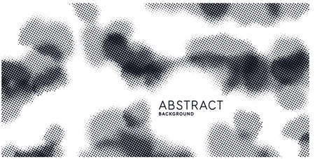 Monochrome printing raster, abstract vector halftone background. Black and white texture of dots.のイラスト素材