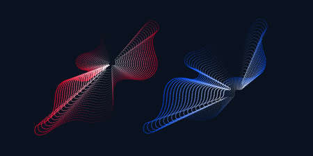 Vector abstract background with dynamic waves, line and particles.