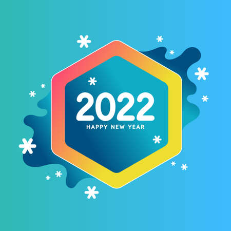 Background with the inscription Happy New Year 2022. Vector illustration in flat flat style.のイラスト素材