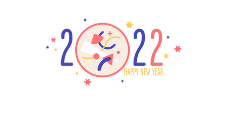 Background with the inscription Happy New Year 2022. Vector illustration in flat flat style.