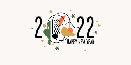 Background with the inscription Happy New Year 2022. Vector illustration in flat flat style.